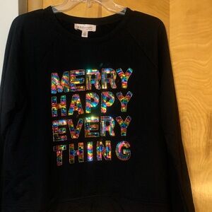 Philosophy Black Top with Multicolor Sequin Letters. Original price - 58